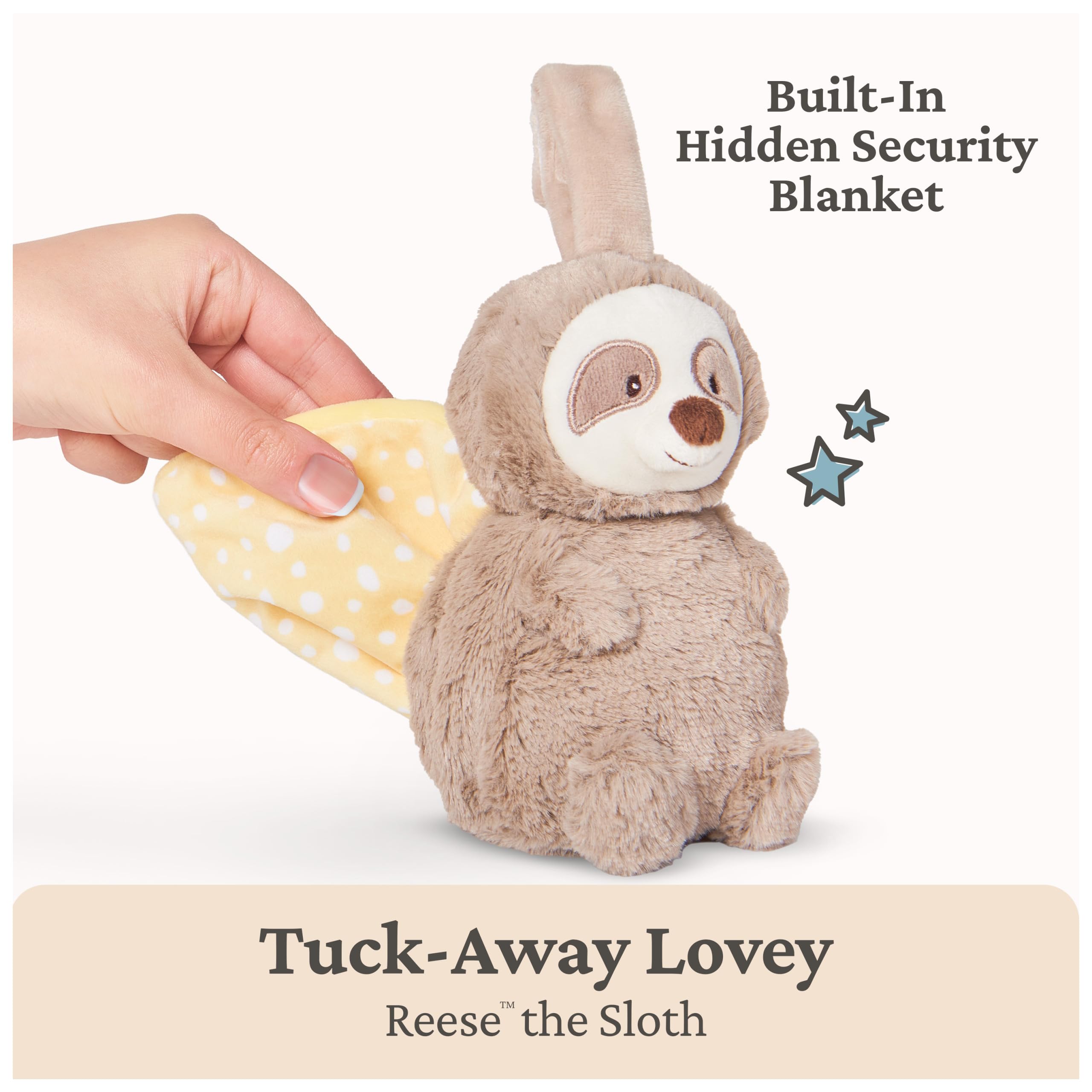GUND Baby Lil’ Luvs Reese Sloth Tuck-Away Lovey – Plush Toy with Hidden Security Blanket
