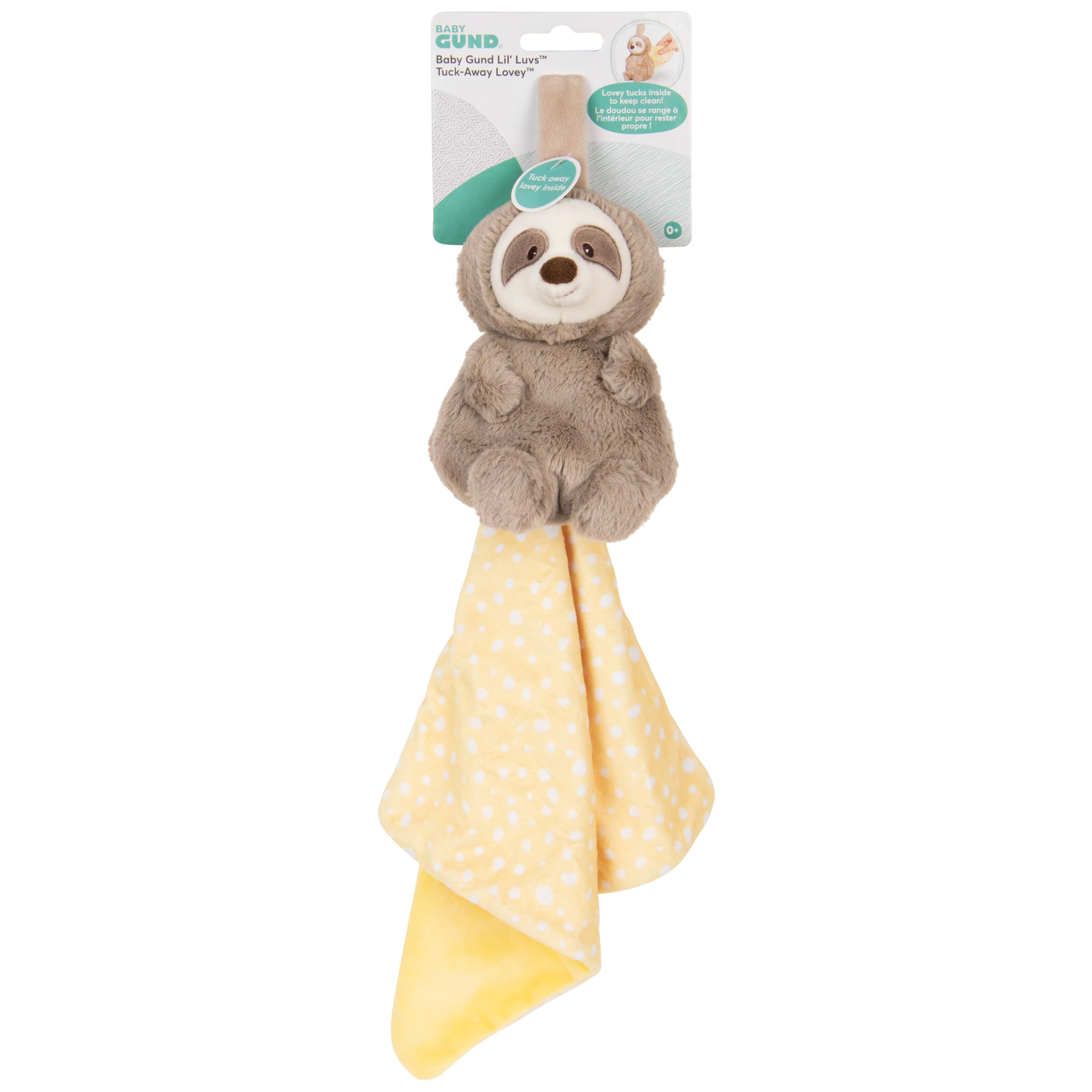 GUND Baby Lil’ Luvs Reese Sloth Tuck-Away Lovey – Plush Toy with Hidden Security Blanket