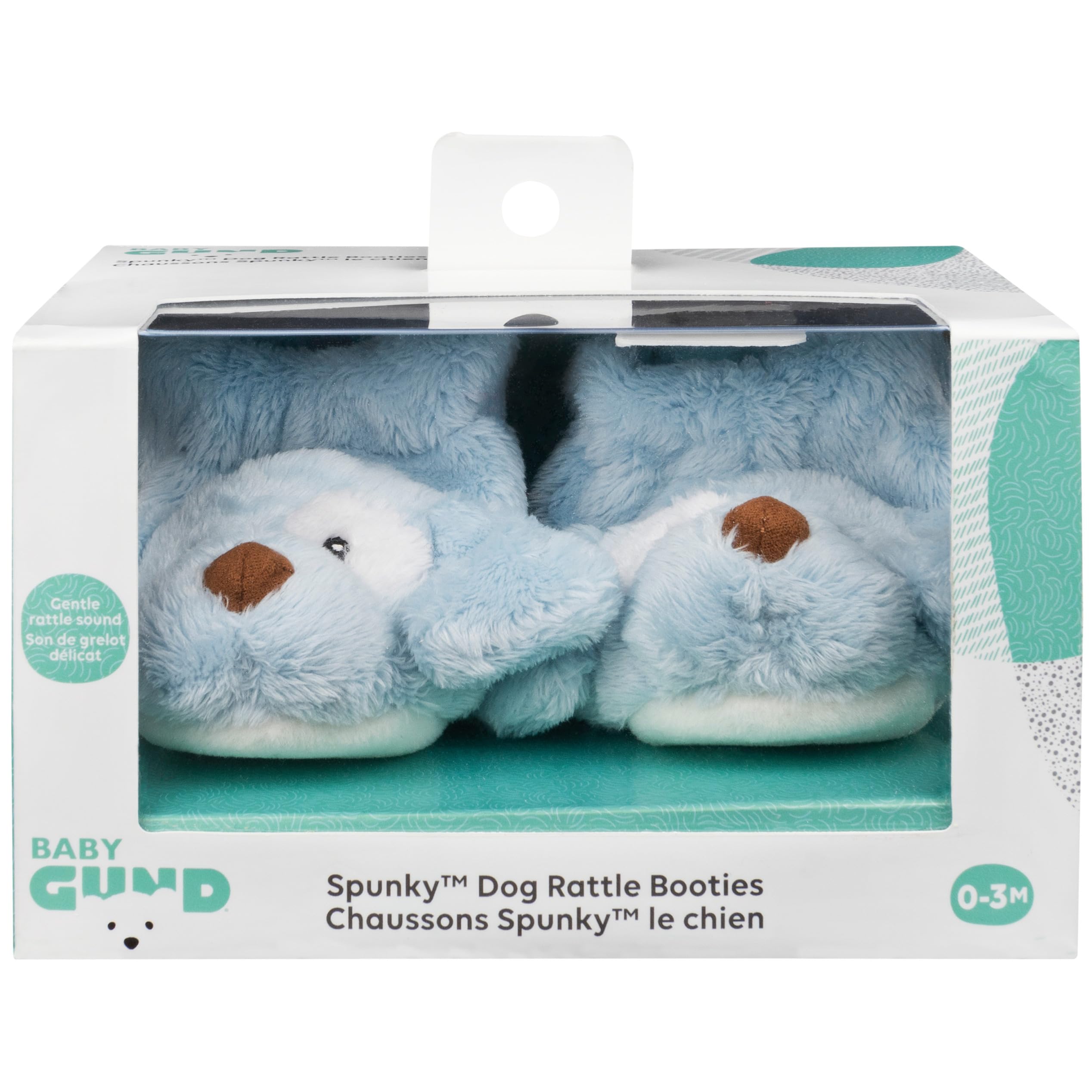 GUND Baby Spunky Puppy Rattle Booties – Blue Plush Infant Shoes with Gentle Rattle, Machine Washable