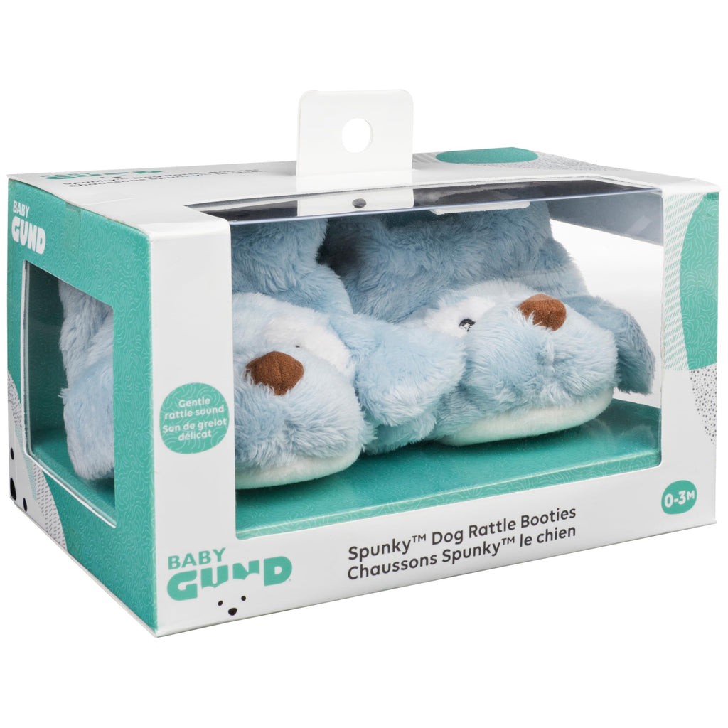 GUND Baby Spunky Puppy Rattle Booties – Blue Plush Infant Shoes with Gentle Rattle, Machine Washable