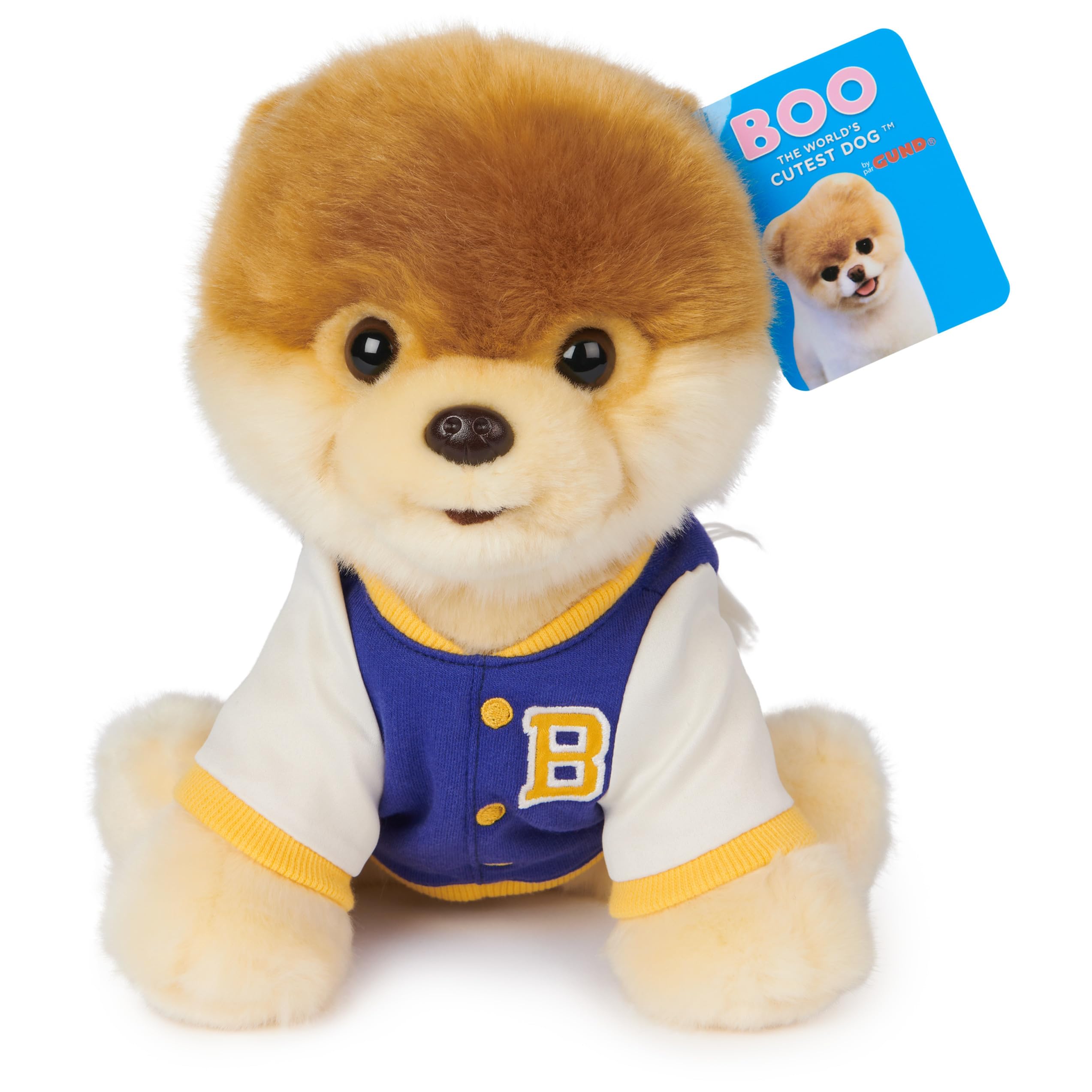 GUND Boo Varsity Jacket Plush – 9-Inch Soft Pomeranian Stuffed Animal, Ages 1+