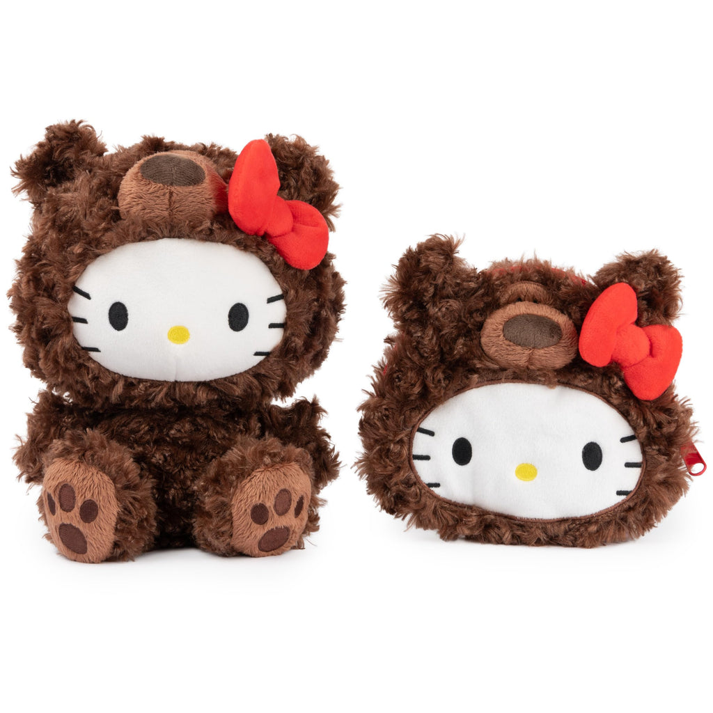 GUND Hello Kitty Philbin Plush Pouch – 5.5 Inch Teddy Bear Zipper Pouch, Brown