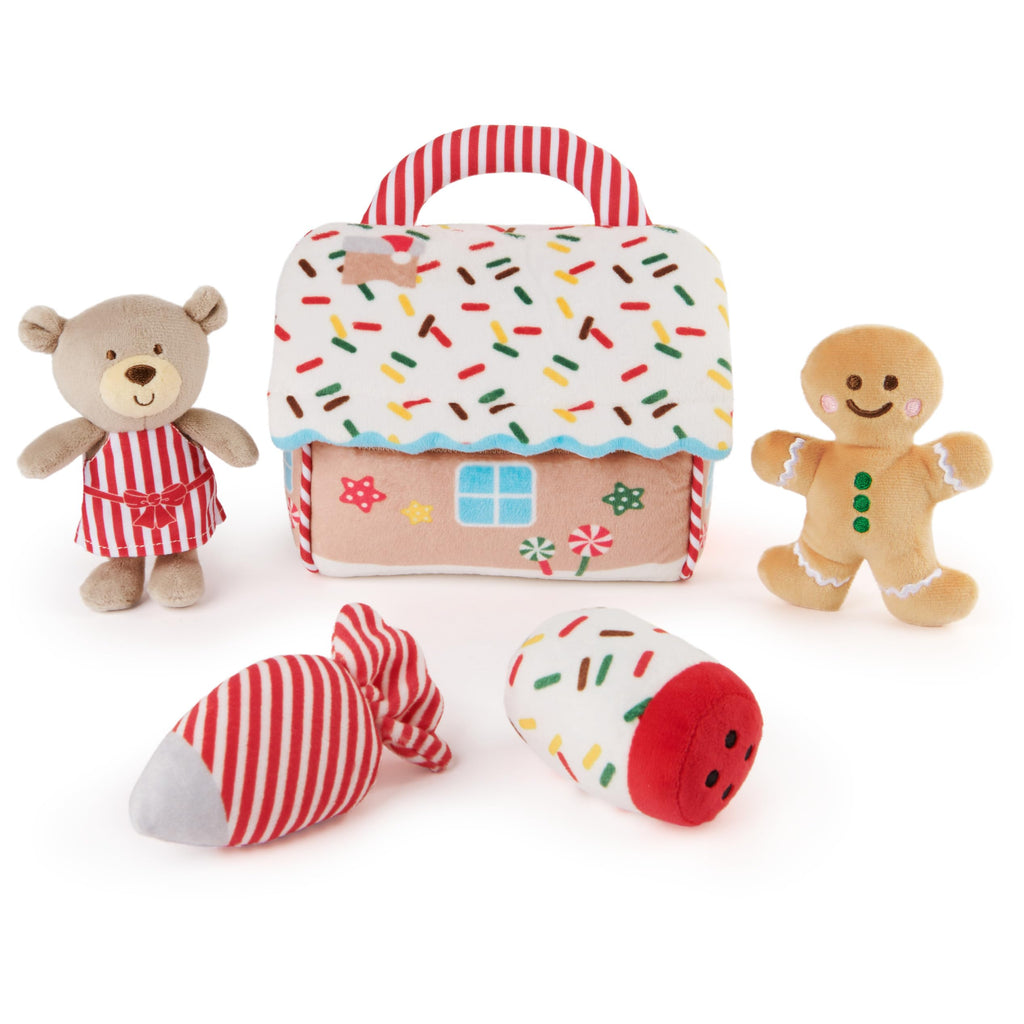 GUND My First Gingerbread House 5-Piece Sensory Playset – Plush Toys with Crinkle, Squeaker & Rattle for Babies