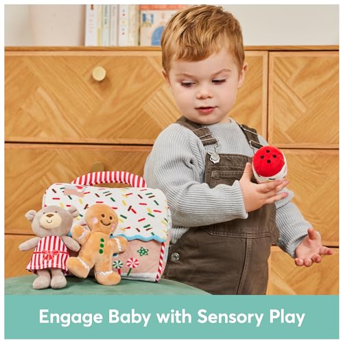 GUND My First Gingerbread House 5-Piece Sensory Playset – Plush Toys with Crinkle, Squeaker & Rattle for Babies