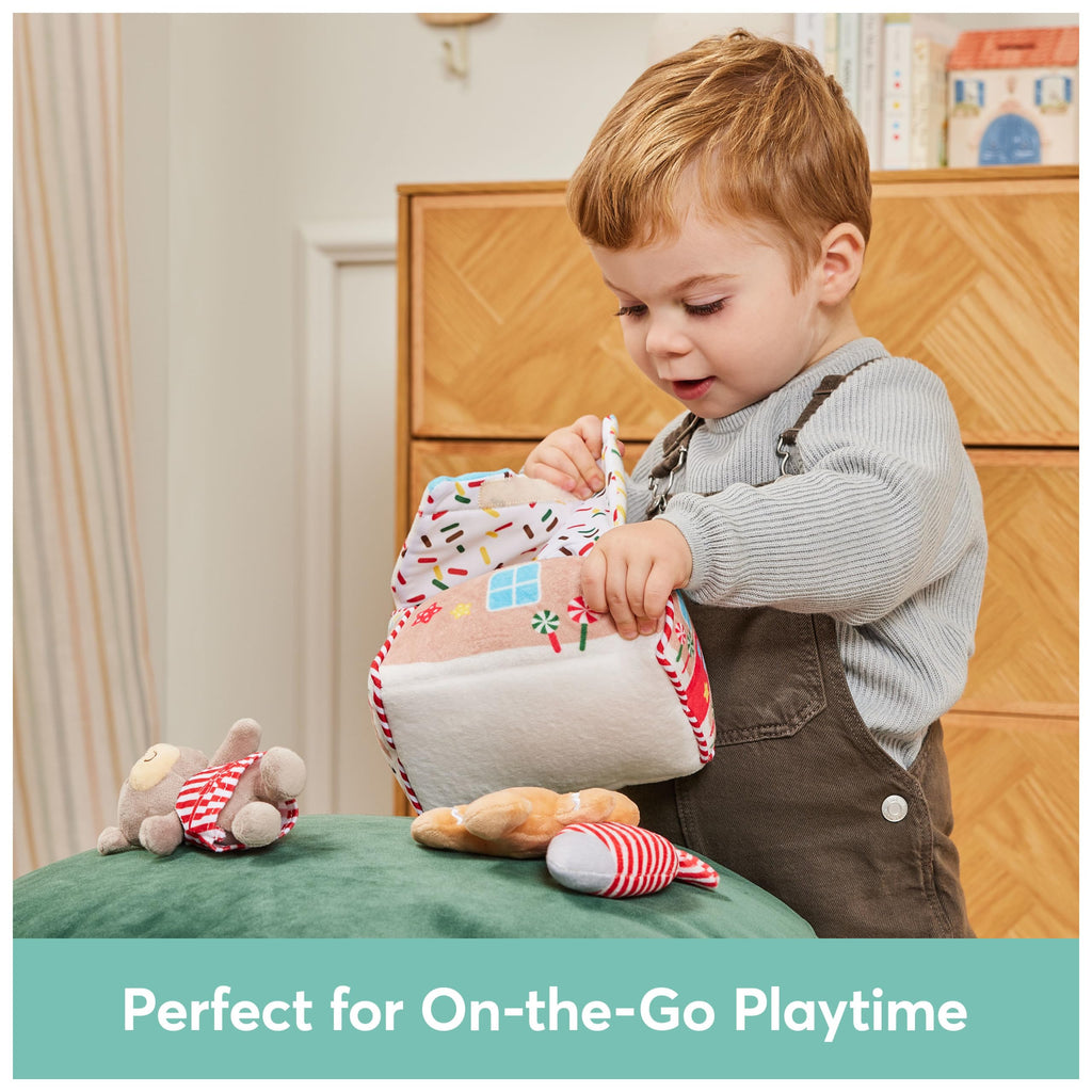 GUND My First Gingerbread House 5-Piece Sensory Playset – Plush Toys with Crinkle, Squeaker & Rattle for Babies