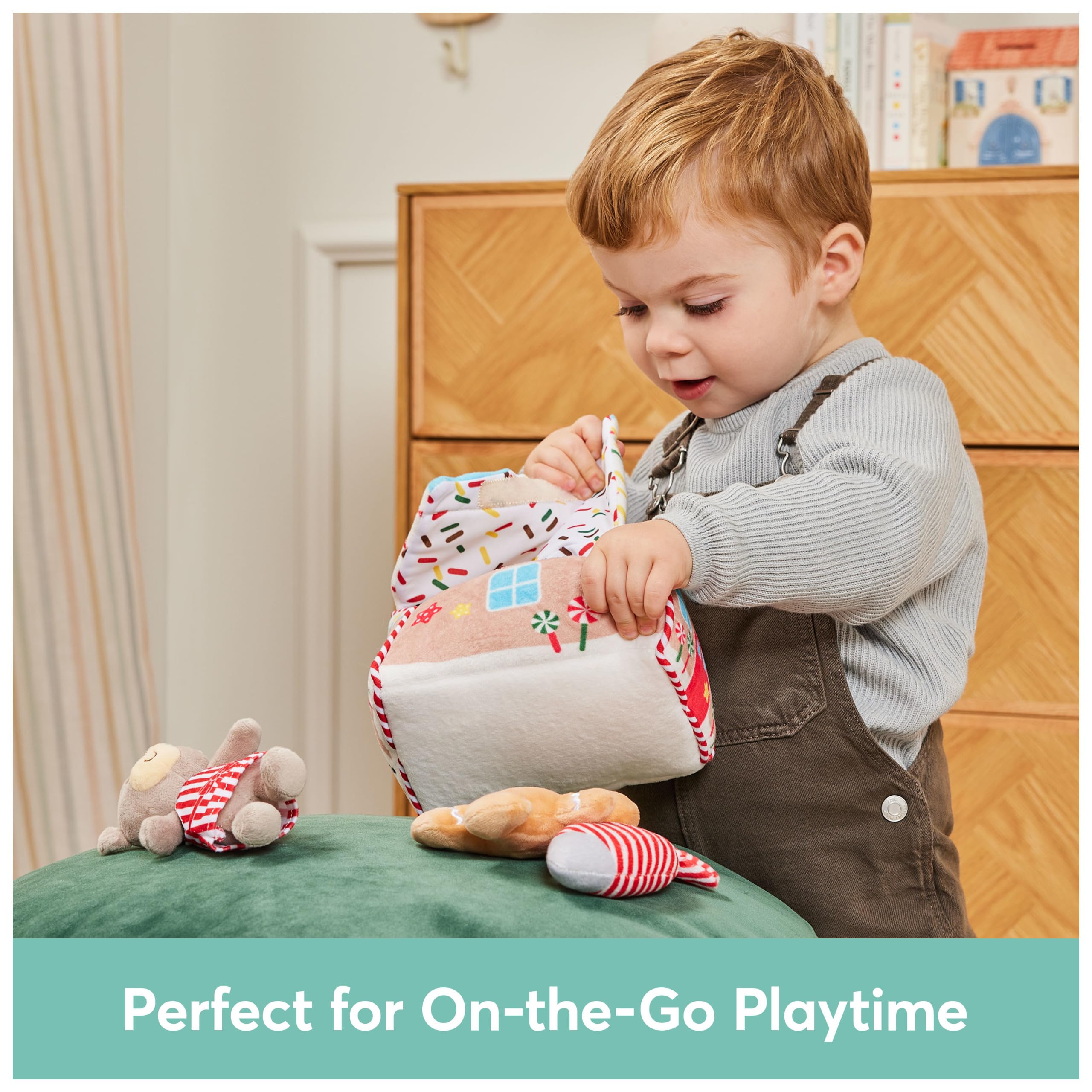 GUND My First Gingerbread House 5-Piece Sensory Playset – Plush Toys with Crinkle, Squeaker & Rattle for Babies