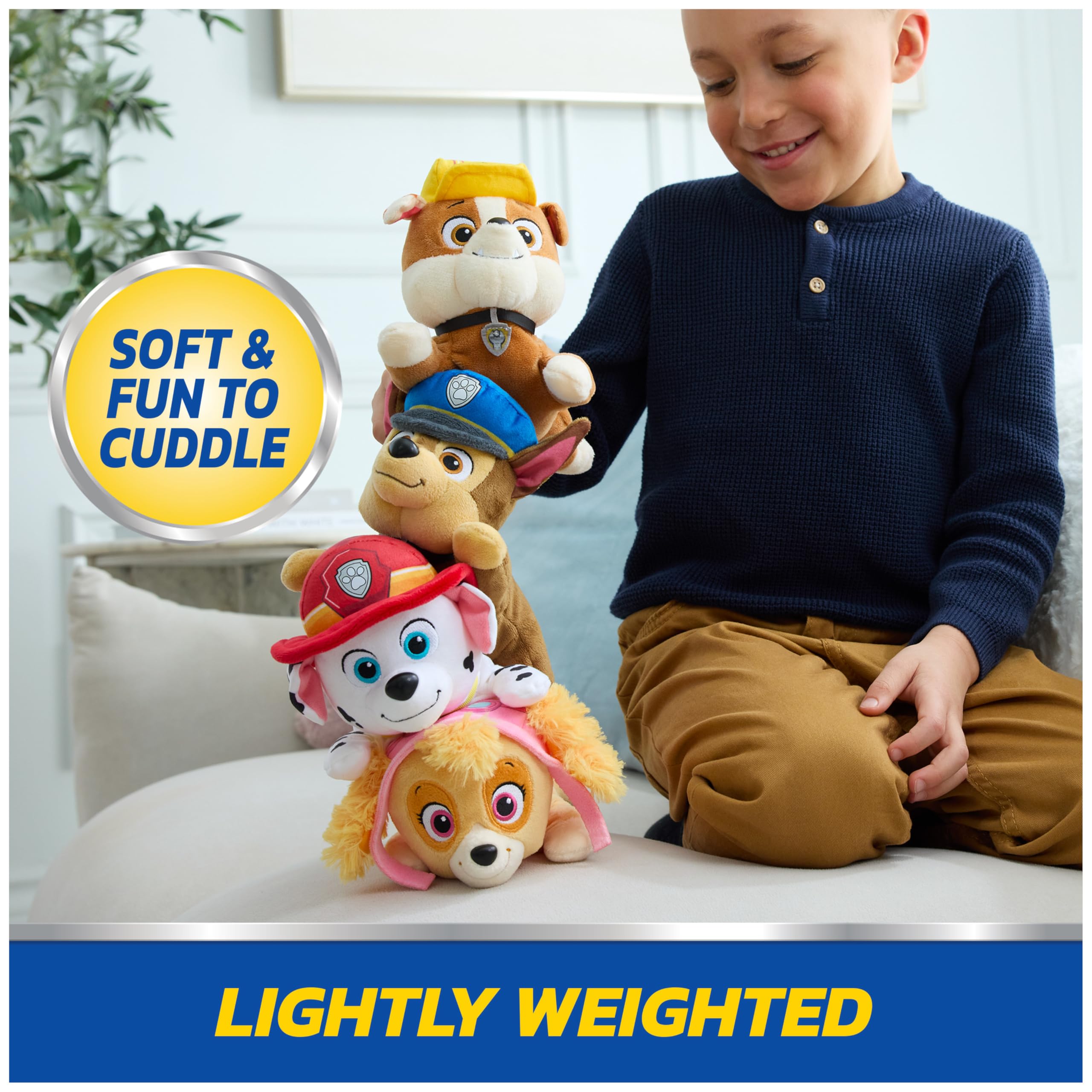 GUND PAW Patrol Chase Lounging Plush Toy – Weighted 8" Sensory Stuffed Animal for Ages 1+