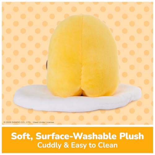 GUND Sanrio Gudetama 5" Plush with Soy Sauce Bottle – Soft & Surface-Washable Stuffed Animal for Ages 1+