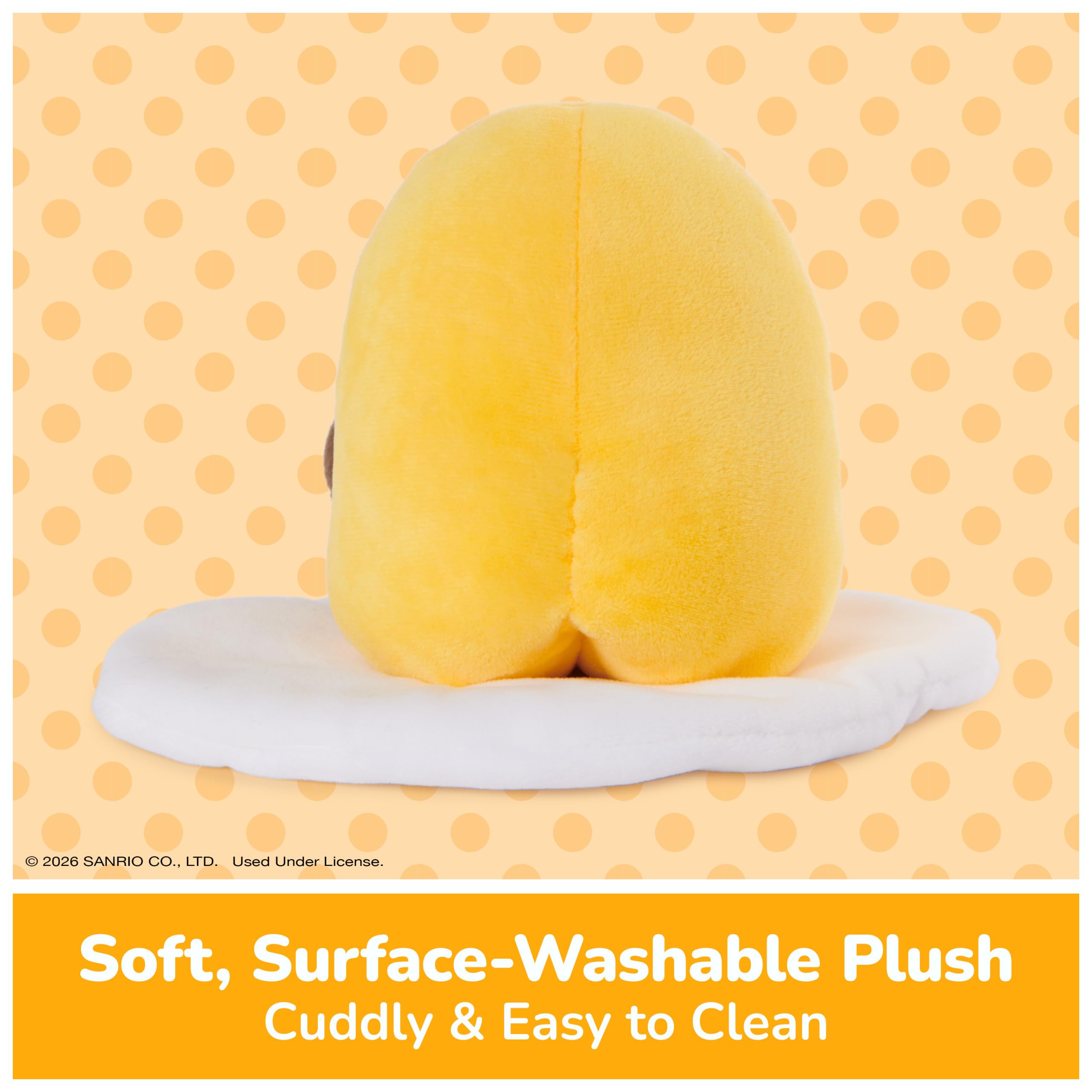 GUND Sanrio Gudetama 5" Plush with Soy Sauce Bottle – Soft & Surface-Washable Stuffed Animal for Ages 1+