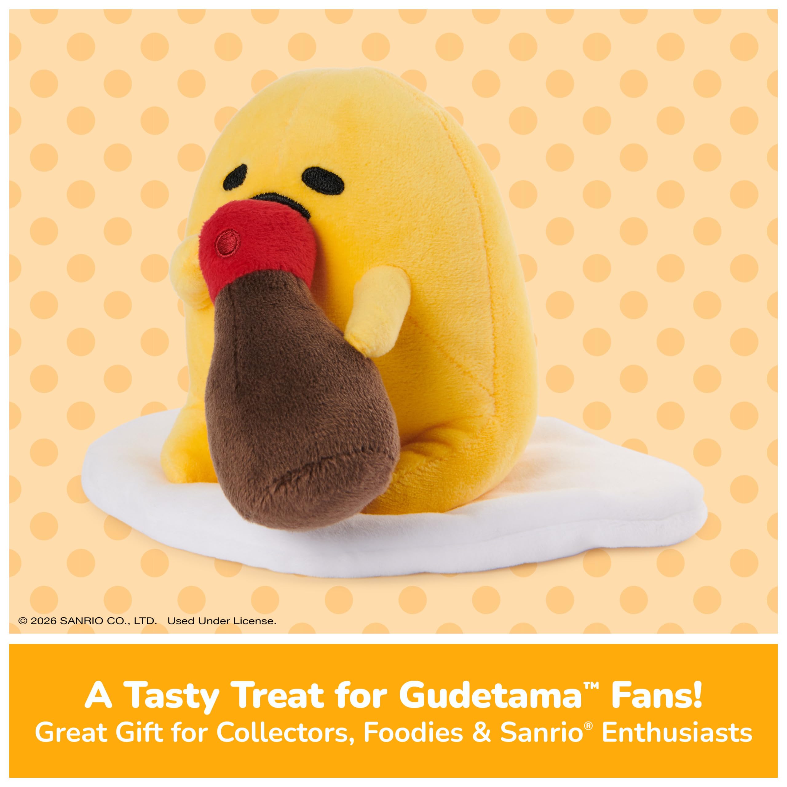 GUND Sanrio Gudetama 5" Plush with Soy Sauce Bottle – Soft & Surface-Washable Stuffed Animal for Ages 1+