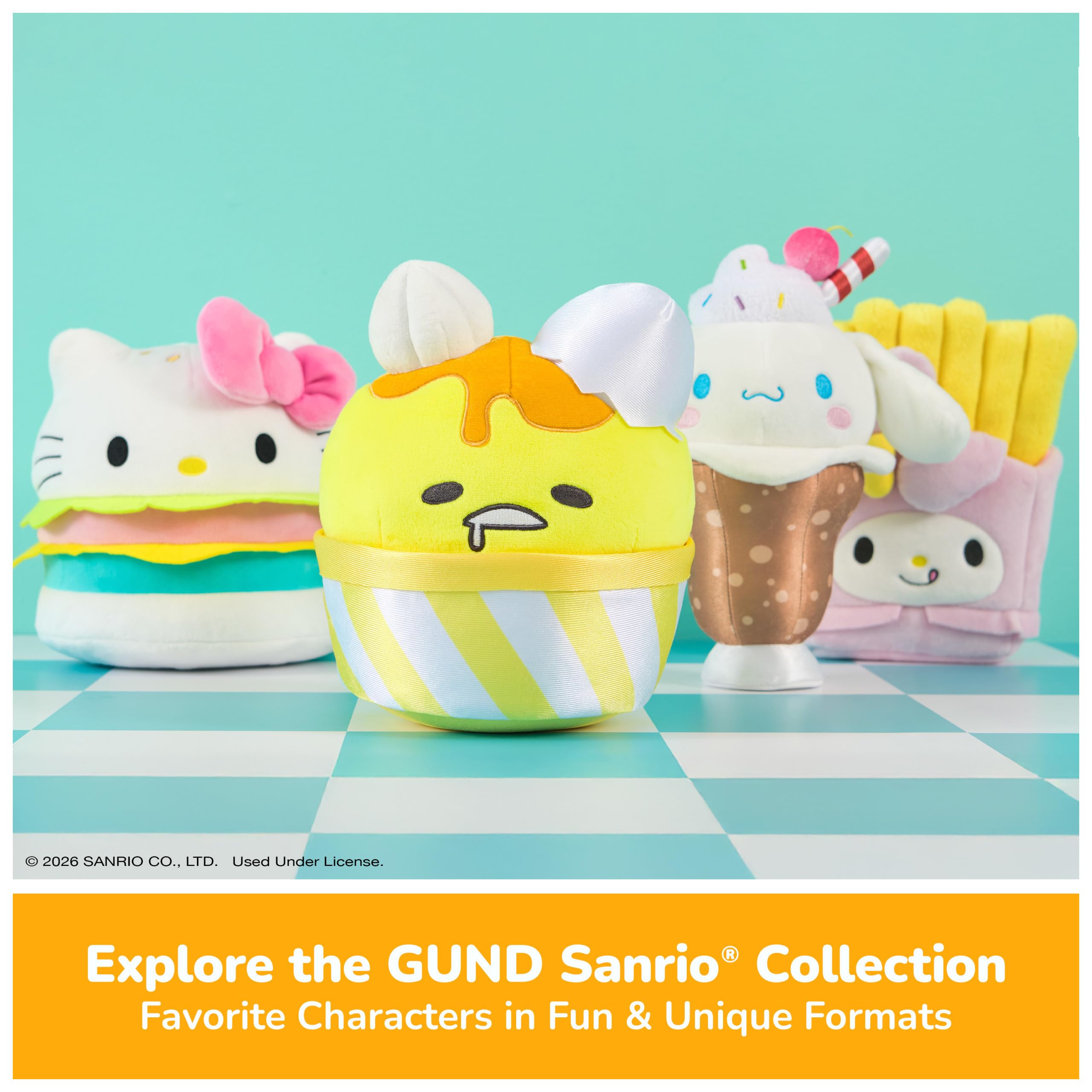 GUND Sanrio Gudetama 5" Plush with Soy Sauce Bottle – Soft & Surface-Washable Stuffed Animal for Ages 1+