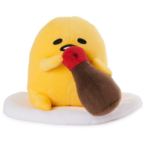 GUND Sanrio Gudetama 5" Plush with Soy Sauce Bottle – Soft & Surface-Washable Stuffed Animal for Ages 1+