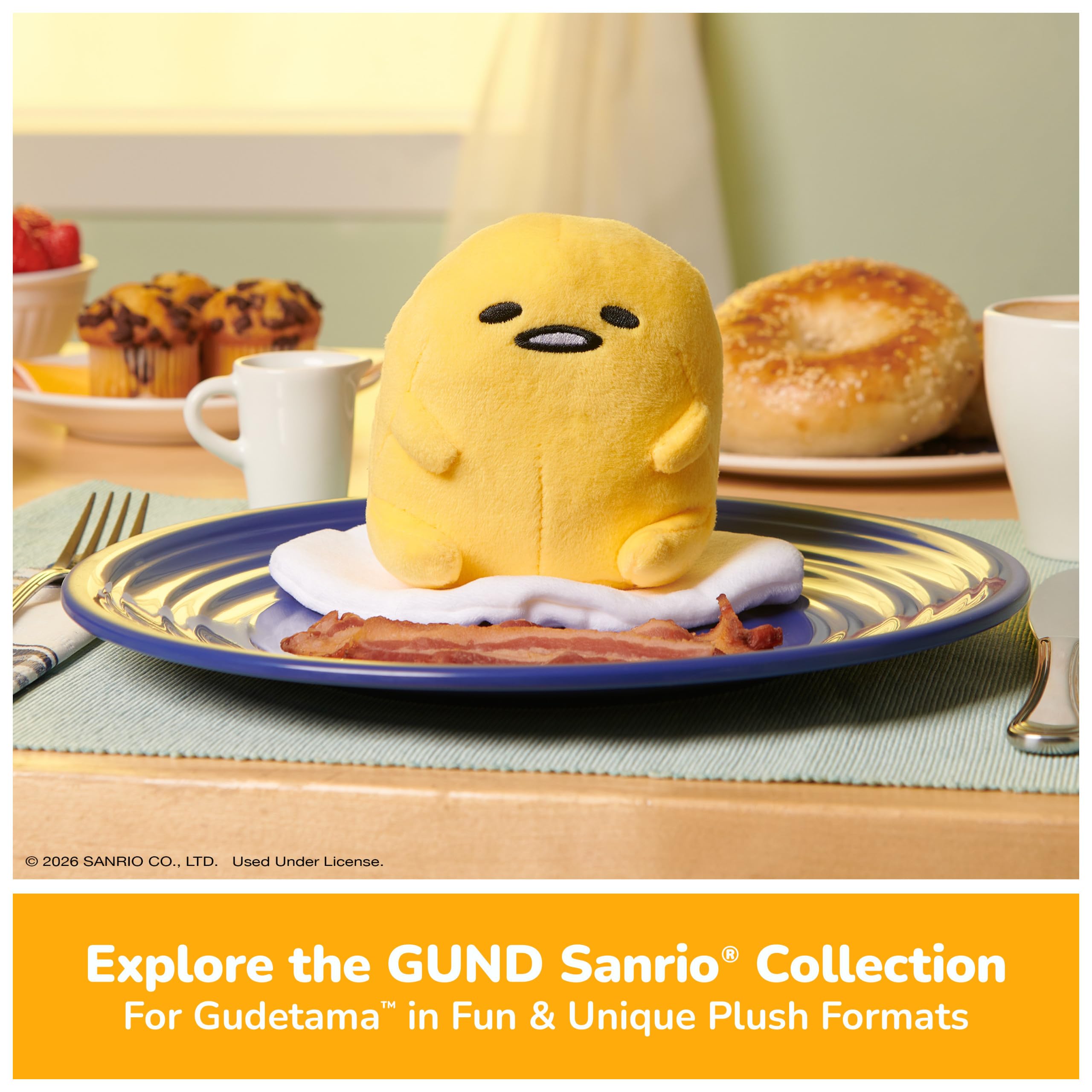 GUND Sanrio Spicy Gudetama Plush Toy – 5 Inch Lazy Egg with Chili Pepper, Soft & Surface-Washable for Ages 1+