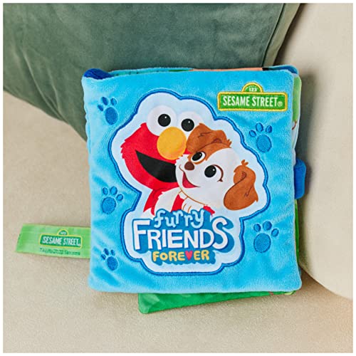 GUND Sesame Street Elmo & Tango Furry Friends Soft Book - Sensory Plush Toy, Blue, 6"
