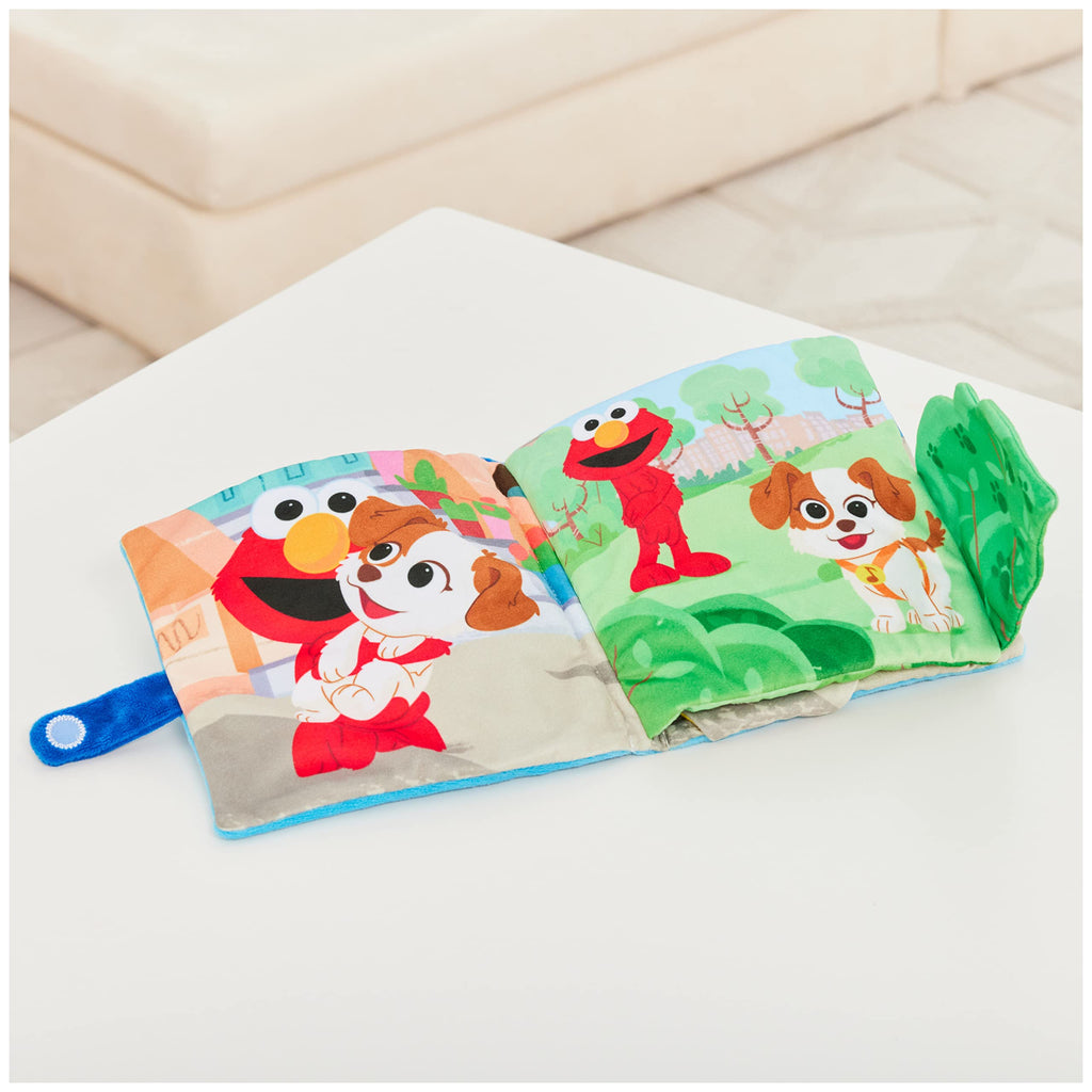 GUND Sesame Street Elmo & Tango Furry Friends Soft Book - Sensory Plush Toy, Blue, 6"