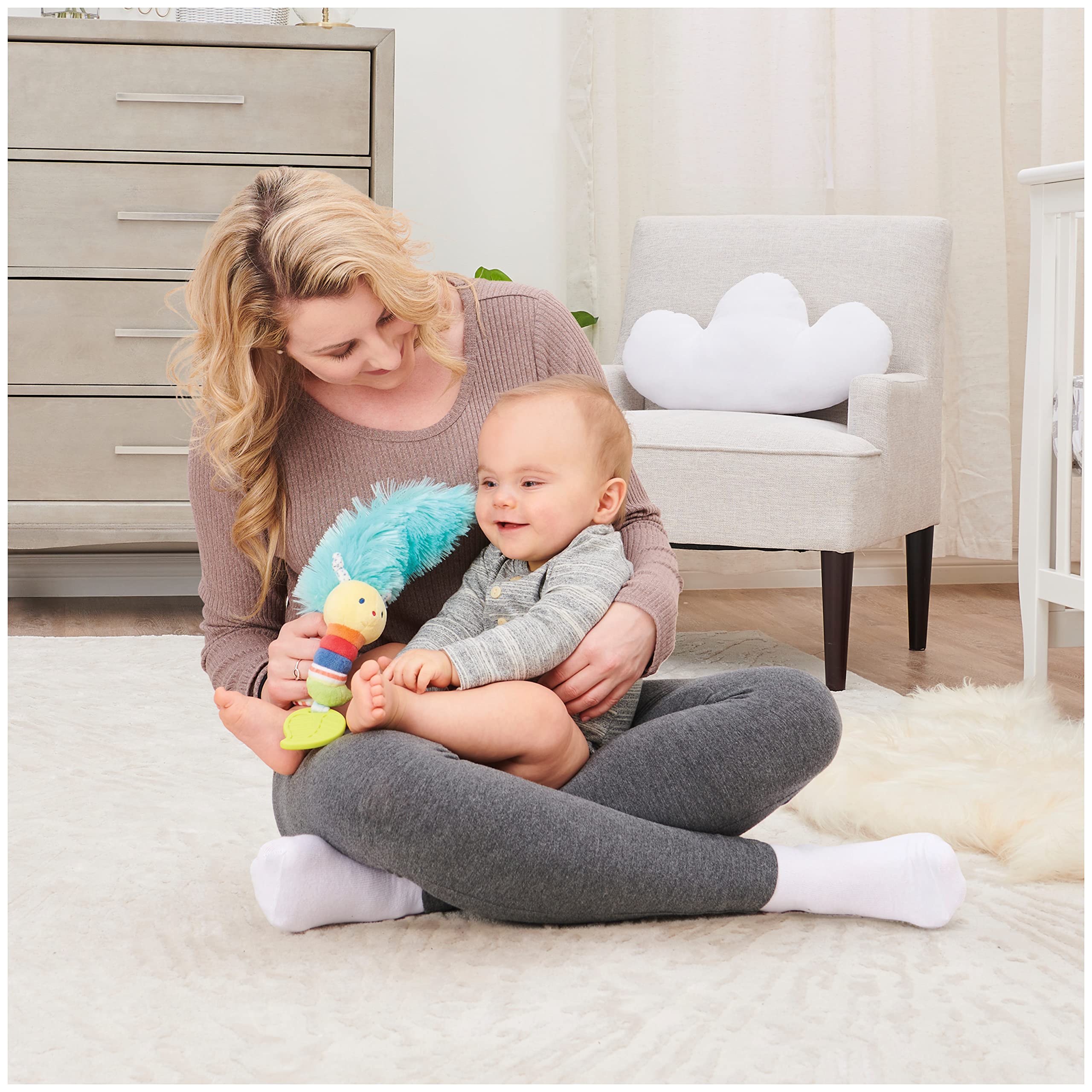 GUND Tinkle Crinkle Caterpillar Sensory Plush Toy - 12 Inch Soft Baby Toy with Crinkles, Bells, and Teether