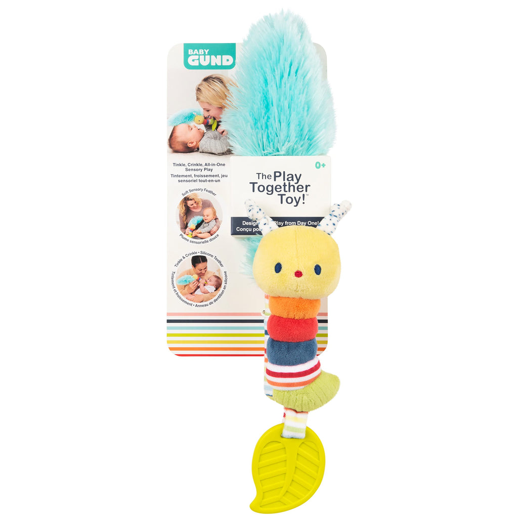 GUND Tinkle Crinkle Caterpillar Sensory Plush Toy - 12 Inch Soft Baby Toy with Crinkles, Bells, and Teether