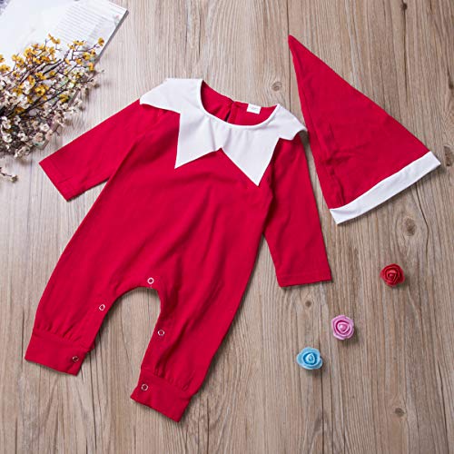 Gureui Baby Elf Christmas Outfit – Unisex Long Sleeve Onesie with Hat