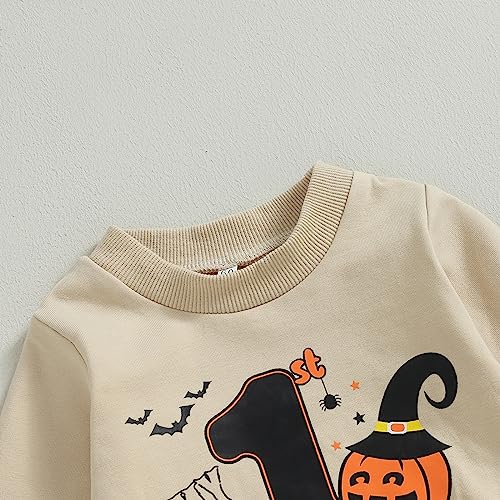Gureui My First Halloween Baby Boy Outfit – Long Sleeve Pumpkin Patch Sweatshirt & Pants Set for Infant Toddler