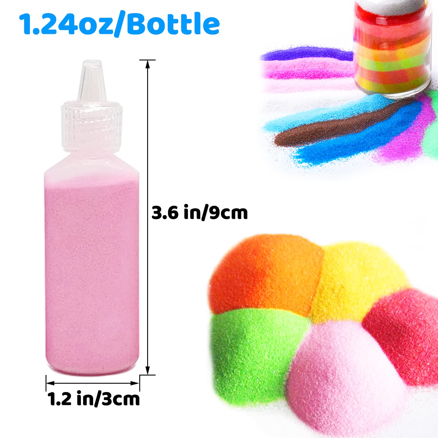 Guuozzli 24-Pack Colored Sand Art Kit - 1.24 oz Bottles for DIY Crafts and Decorations