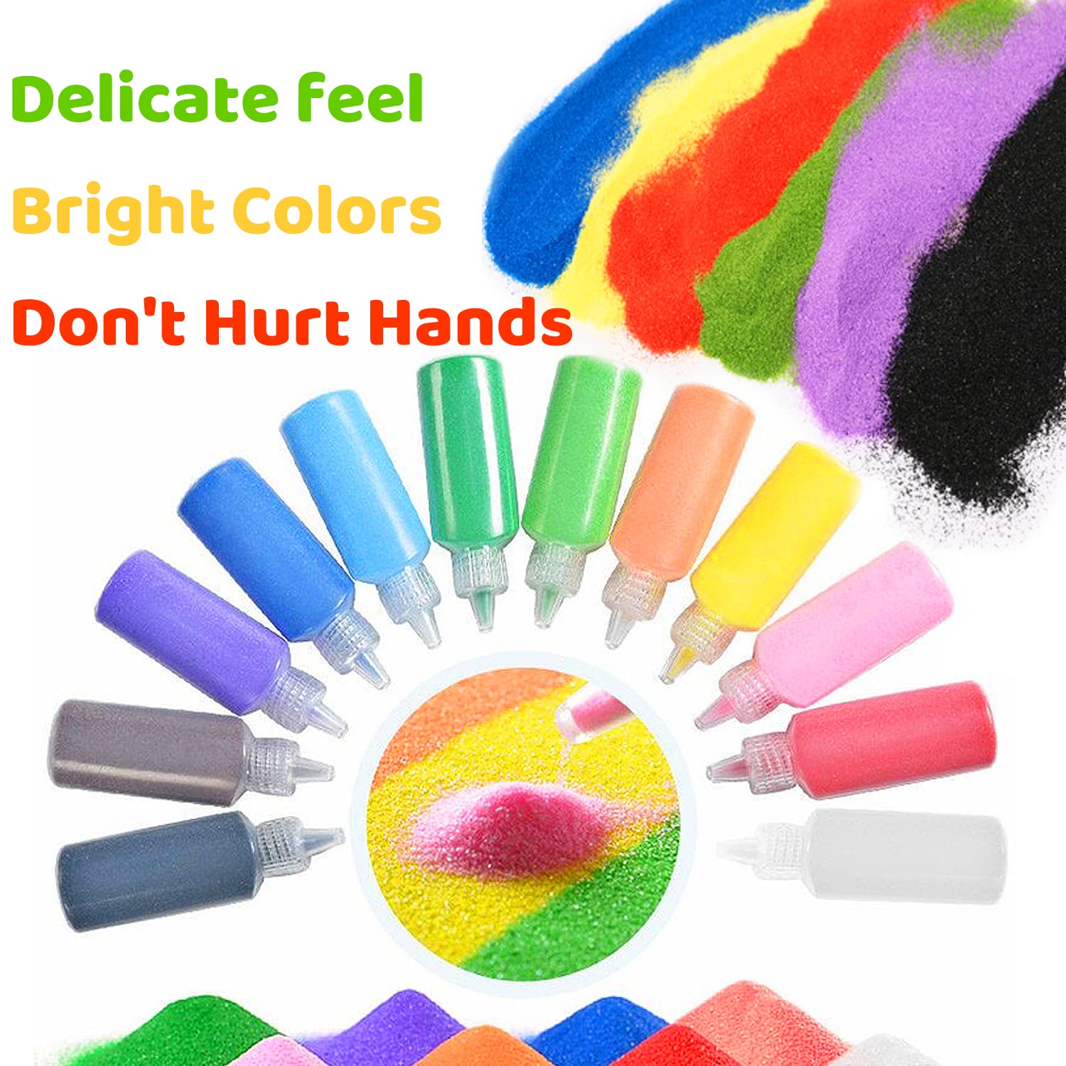 Guuozzli 24-Pack Colored Sand Art Kit - 1.24 oz Bottles for DIY Crafts and Decorations