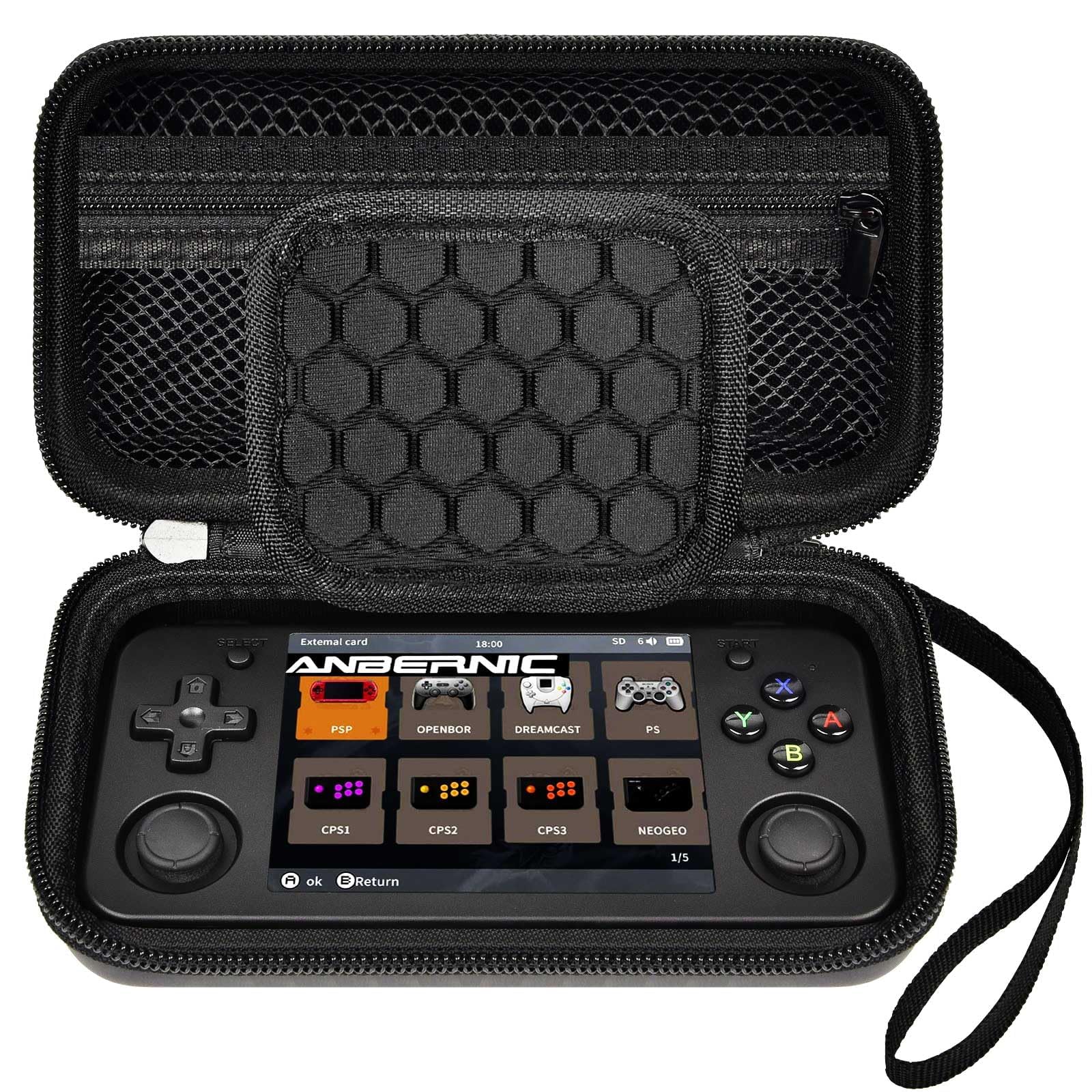 GWCASE Protective Carrying Case for RG35XX H and Retro Handheld Game Consoles, Hard EVA Shockproof Travel Storage Box - Black