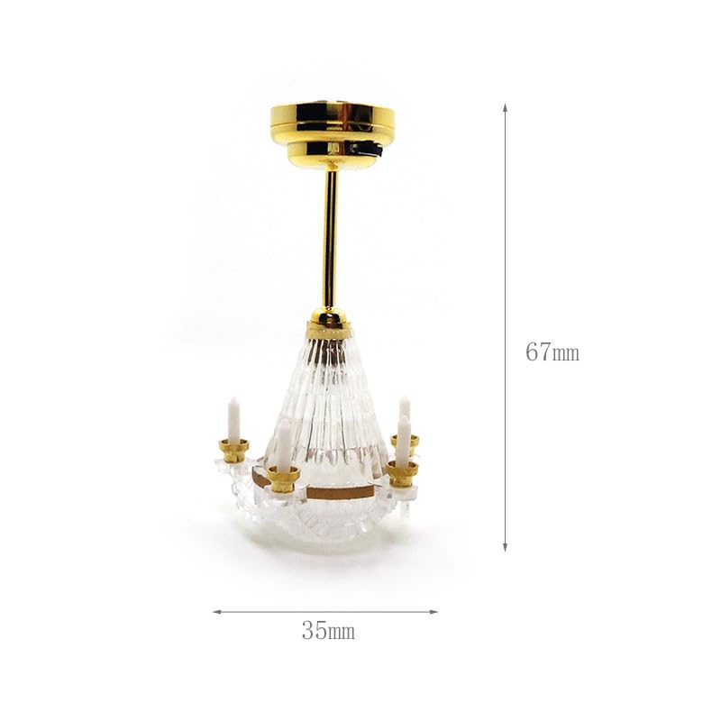 Gxsterd 1/12 Scale Miniature Chandeliers with LED Ceiling Lights - 3-Piece Dollhouse Lighting Set