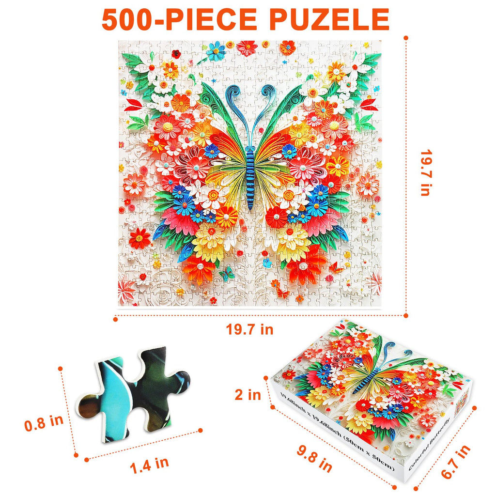 Gyadiex 500 Piece Butterfly Flower Jigsaw Puzzle for Adults – 20x20 Inch Colorful Paper Art with Poster