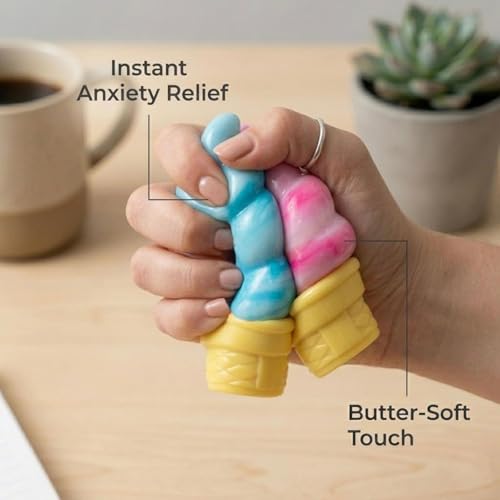 Gyfimdo Ice Cream Squeeze Squishy – Pink Cone Stress Relief Sensory Toy