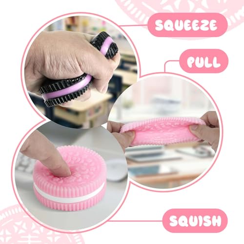 Gytera Sticky Cookie Squishies 2-Pack (Pink & Black) - Soft Squeeze Fidget Toys for Stress Relief, Sensory Play, and Anxiety
