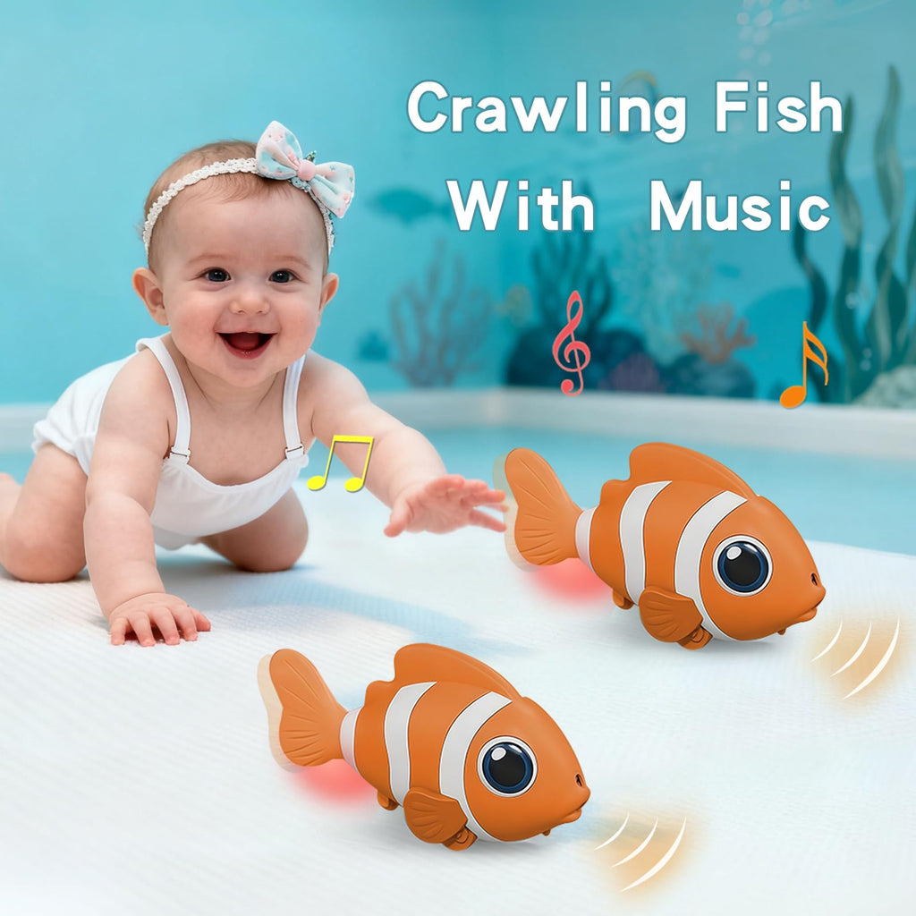 Gzsbaby Musical Lobster Crawling Toy with Mute Button & Lights – Orange Rechargeable Baby Toy for Tummy Time