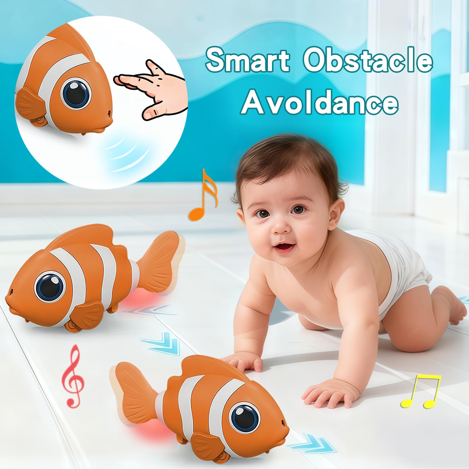 Gzsbaby Musical Lobster Crawling Toy with Mute Button & Lights – Orange Rechargeable Baby Toy for Tummy Time