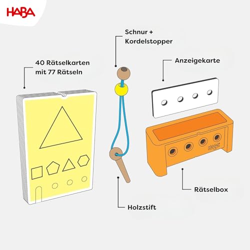HABA Logic! CASE Starter Set – 77 Brain Teaser Puzzles for Kids Ages 4-8, Self-Checking Handheld Game for Travel & Car