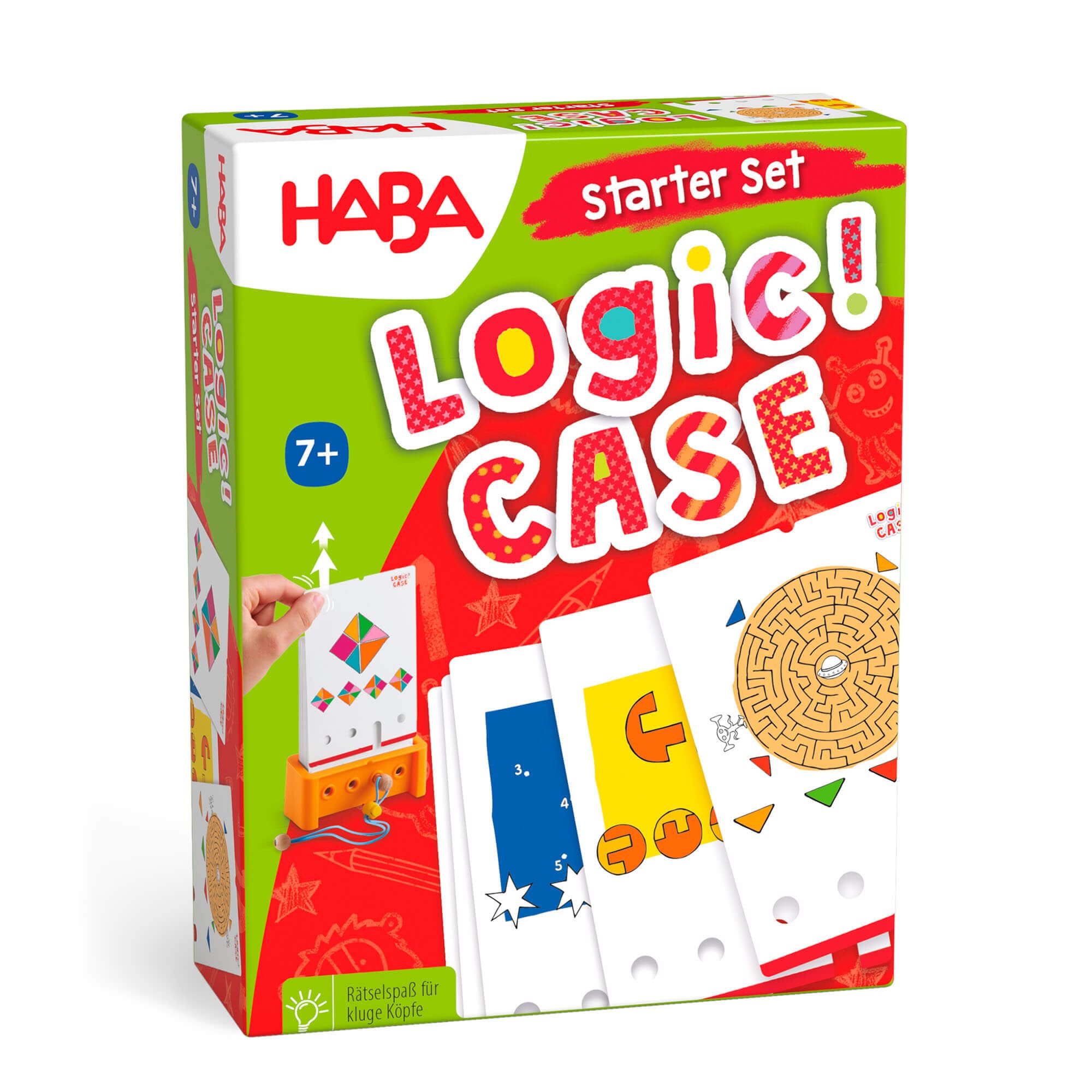 HABA Logic! CASE Starter Set – 77 Brain Teaser Puzzles for Kids Ages 7+ (Portable Car & Travel Game)
