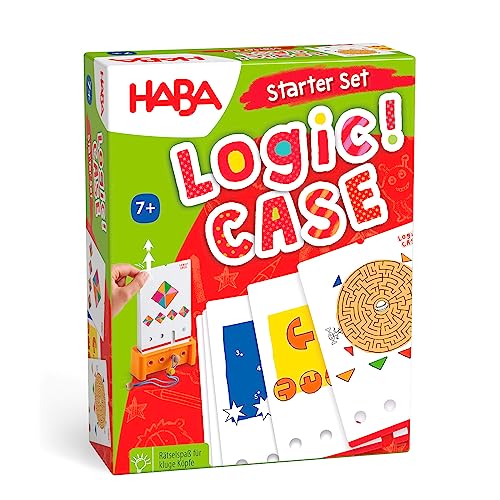 HABA Logic! CASE Starter Set – 77 Brain Teaser Puzzles for Kids Ages 7+ (Portable Car & Travel Game)