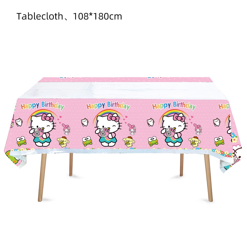 HABITZ 41-Piece Kids Party Supplies Set – 20 Plates, 20 Napkins, 1 Tablecloth – Cartoon Theme Birthday Decorations for Girls and Boys