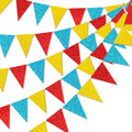 HADEEONG 45-Piece Carnival Pennant Banner – 49ft Glitter Paper Triangle Flags for Parties, Baby Showers, Classroom Decor
