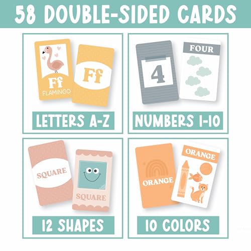 Hadley Designs Alphabet Flash Cards for Toddlers 1-3: 58 Double-Sided Cards for Preschool Learning, Homeschool, and Gifts