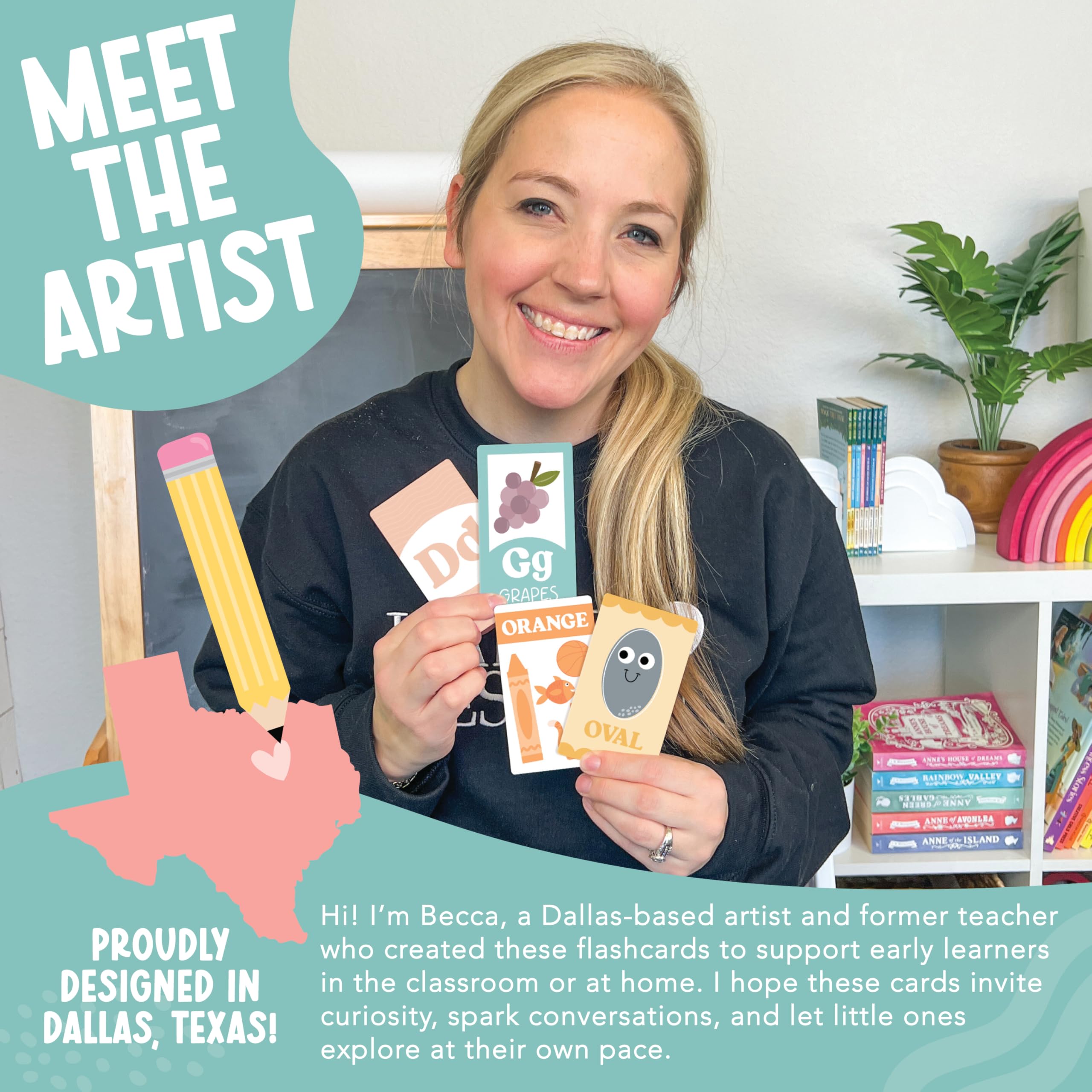 Hadley Designs Alphabet Flash Cards for Toddlers 1-3: 58 Double-Sided Cards for Preschool Learning, Homeschool, and Gifts