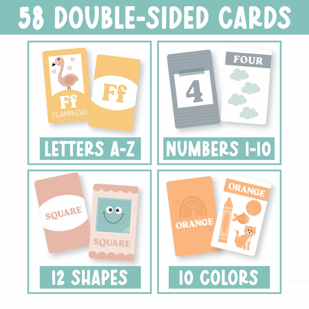 Hadley Designs Alphabet Flash Cards for Toddlers 1-3: 58 Double-Sided Cards for Preschool Learning, Homeschool, and Gifts