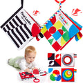 hahaland Baby Books 0-6 Months - 2-Piece Set with High Contrast, Mirror, Teething & Crinkle for Tummy Time