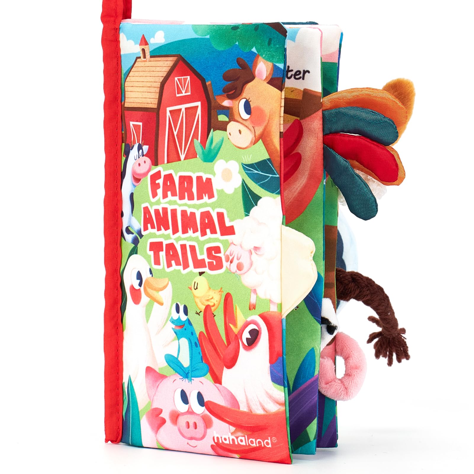 hahaland Baby Cloth Book 0-6 Months - Soft Sensory Toy with Crinkly Pages and Textured Tails