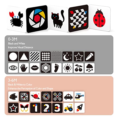 hahaland Contrast Flash Cards for Infant Tummy Time – 20 Black & White Visual Stimulation Cards for Newborns 0-3-6 Months