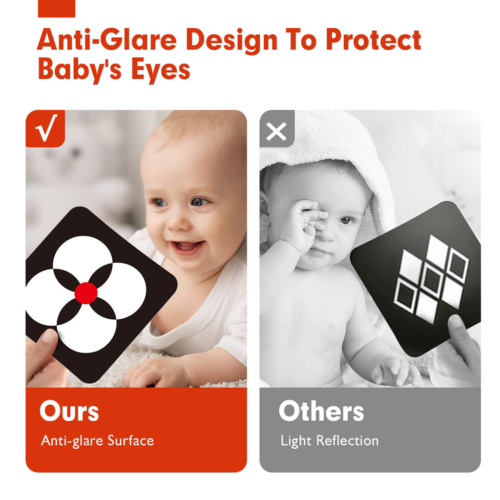 hahaland Contrast Flash Cards for Infant Tummy Time – 20 Black & White Visual Stimulation Cards for Newborns 0-3-6 Months