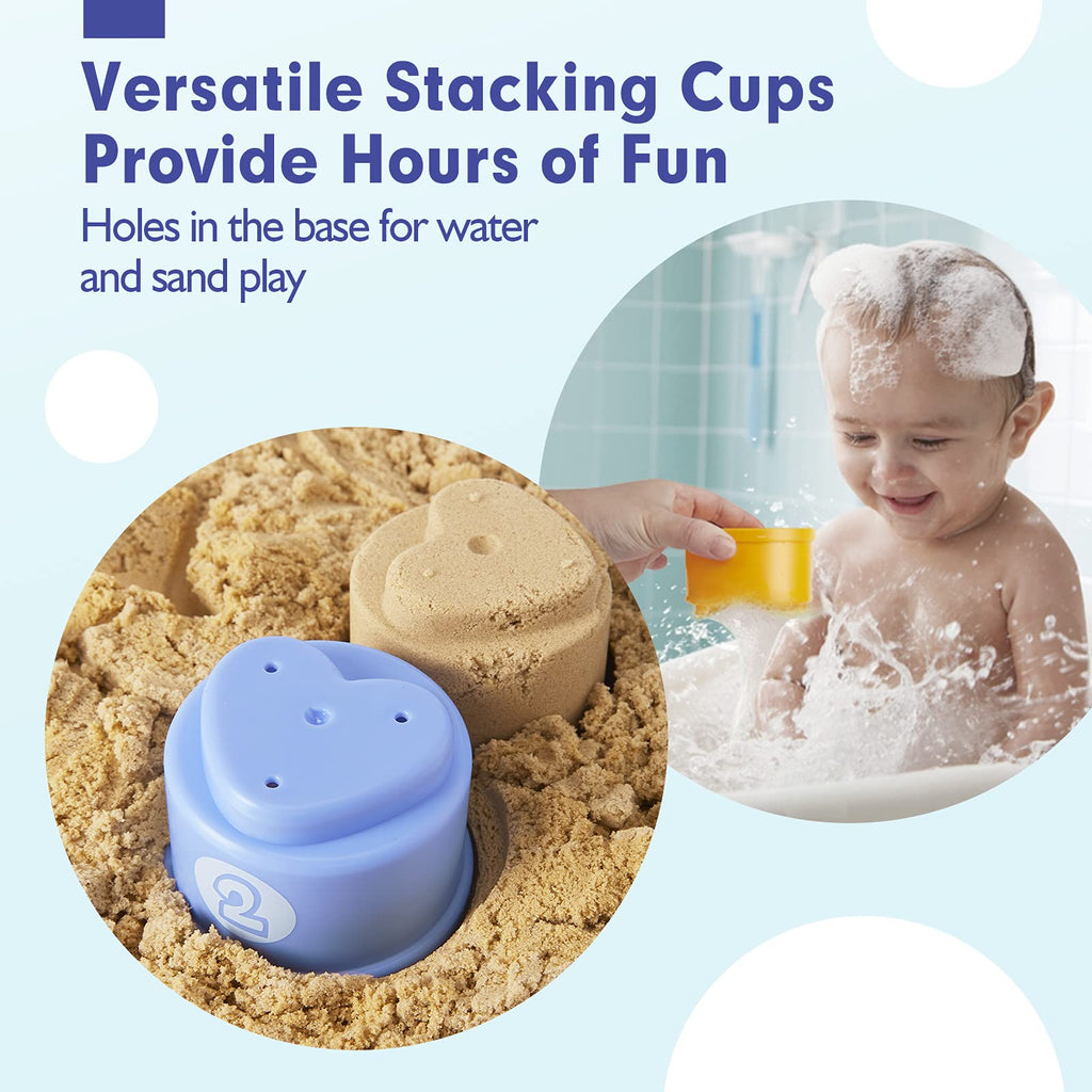 hahaland Stacking Cups for Toddlers 1-3 - 10 Piece Light & Sound Montessori Toy