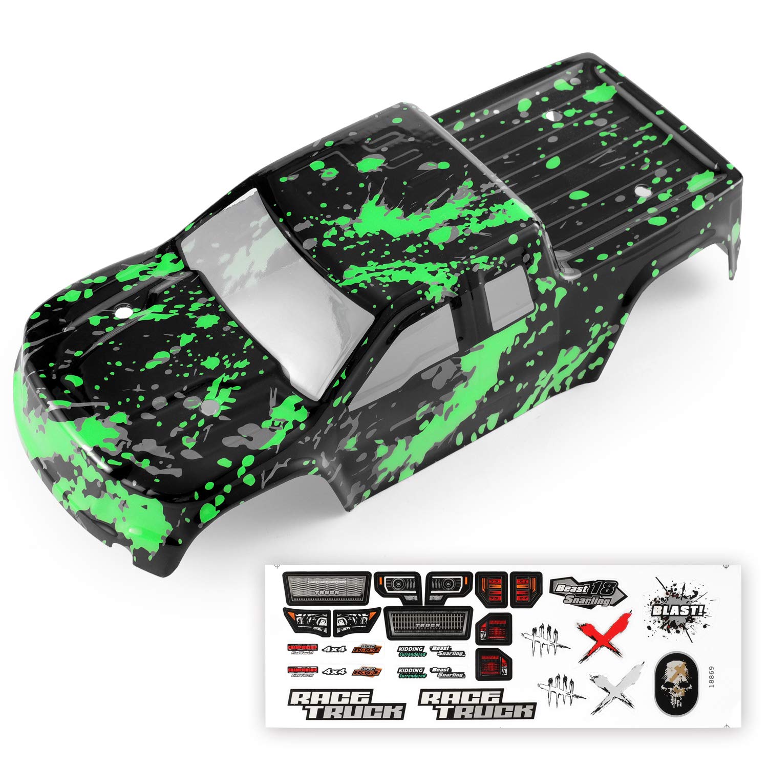 HAIBOXING M1832 Green Replacement Body Shell for 1/18 Scale RC Truck (2020 Version 18859)