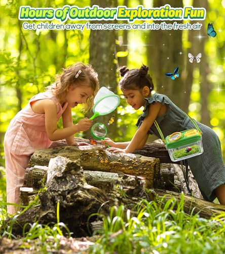 HAIMST 17-Piece Bug Catcher Kit for Kids | Outdoor Explorer Set with Butterfly Net & Magnifying Glass