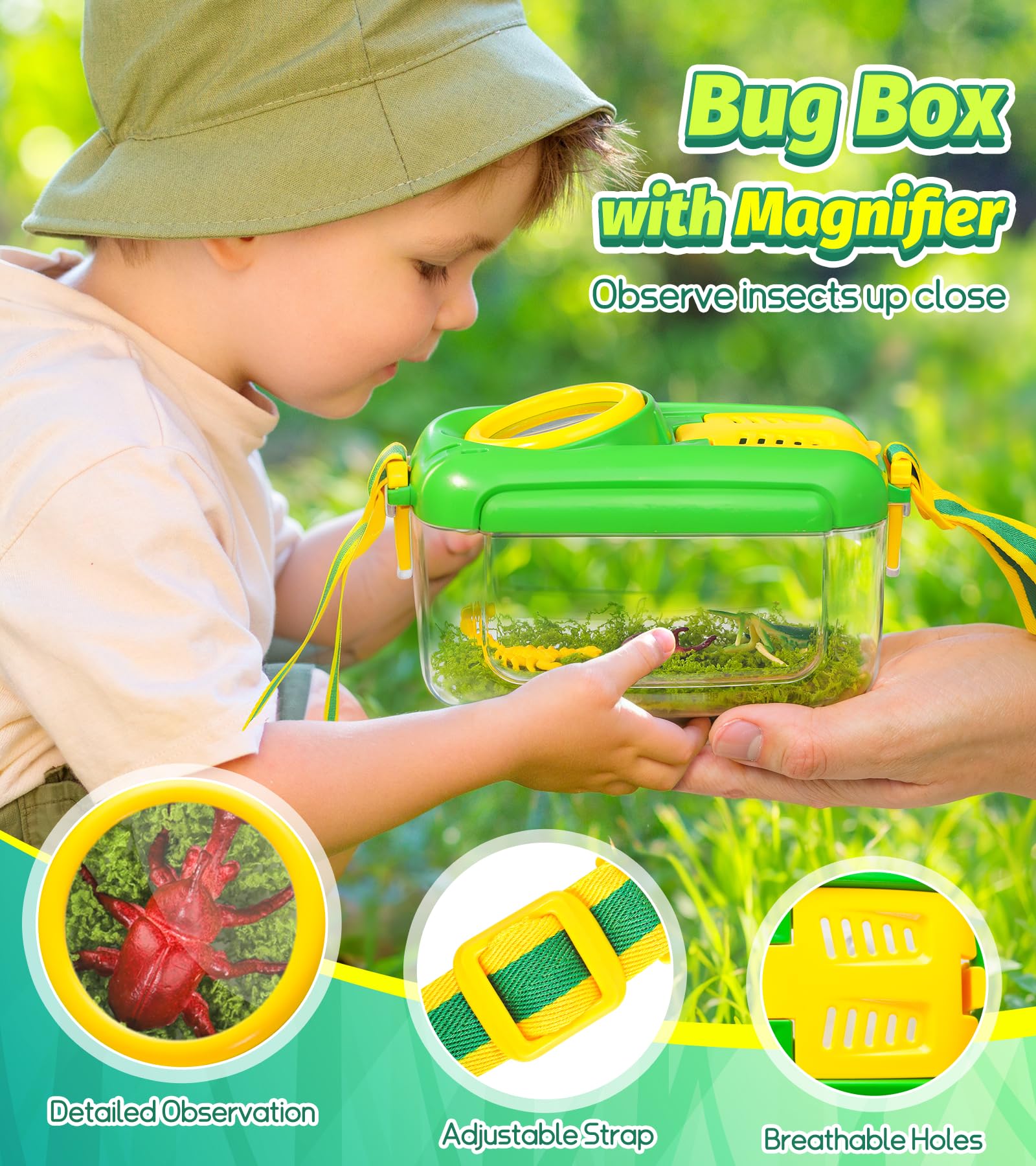 HAIMST 17-Piece Bug Catcher Kit for Kids | Outdoor Explorer Set with Butterfly Net & Magnifying Glass