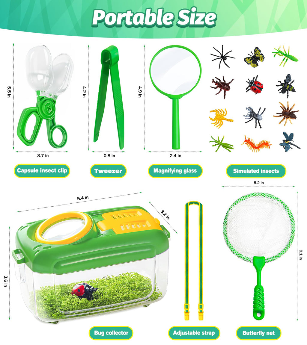 HAIMST 17-Piece Bug Catcher Kit for Kids | Outdoor Explorer Set with Butterfly Net & Magnifying Glass