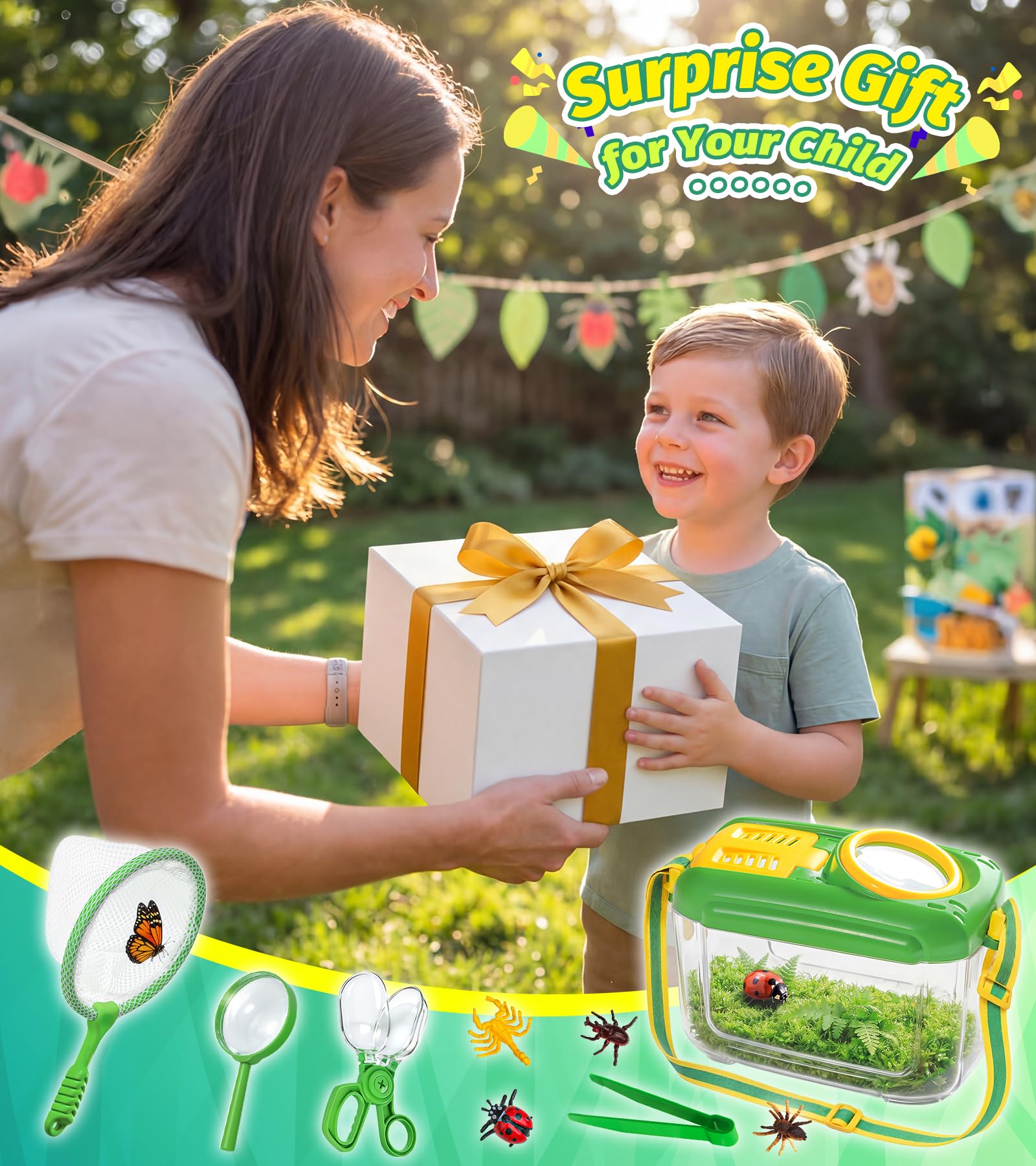 HAIMST 17-Piece Bug Catcher Kit for Kids | Outdoor Explorer Set with Butterfly Net & Magnifying Glass